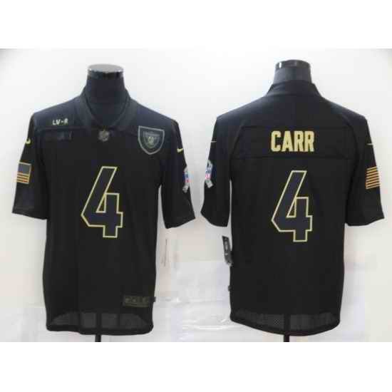 Nike Las Vegas Raiders 4 Derek Carr Black 2020 Salute To Service Limited Jersey